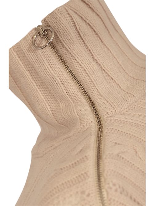 Maglione dolcevita a trecce in misto lana e cashmere con zip Talco D. Exterior | 611984TALC